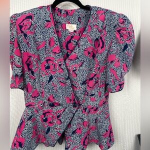 Lady Carol Pink and Blue Floral Blouse vintage from the 80s-90s like new